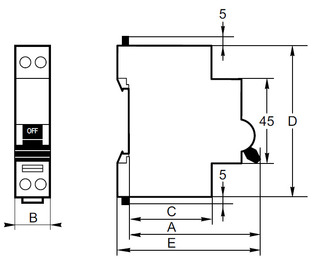 Модульные автоматические выключатели Schneider Electric серии Acti 9 iDPN N. Размеры